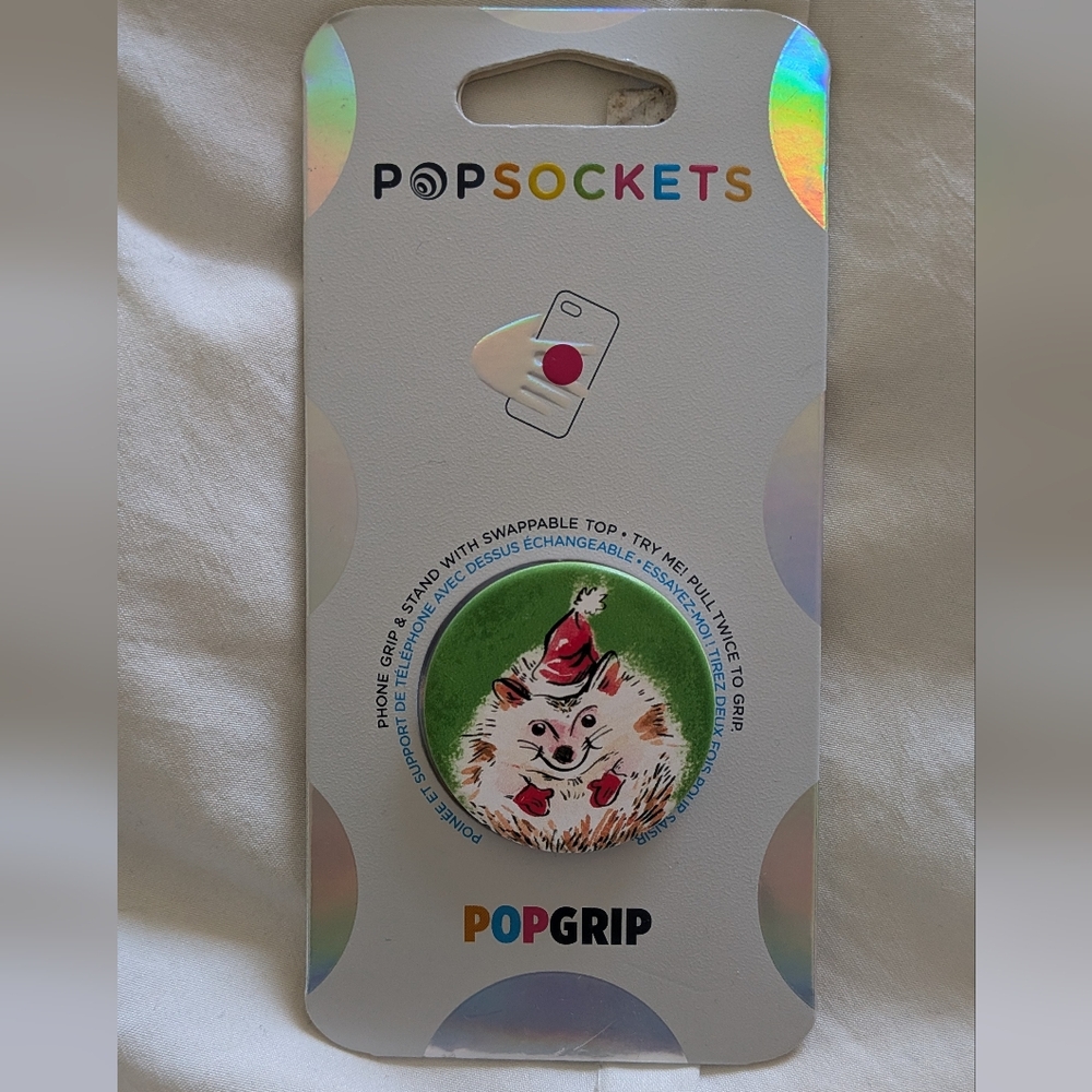 NWT PopSocket Playful Hedgehog Design. Phone Grip & Stand w/ Swappable Top.